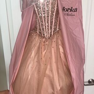 Camille La Vie Pink Dance Costume with Corset Bodice and Voluminous Skirt